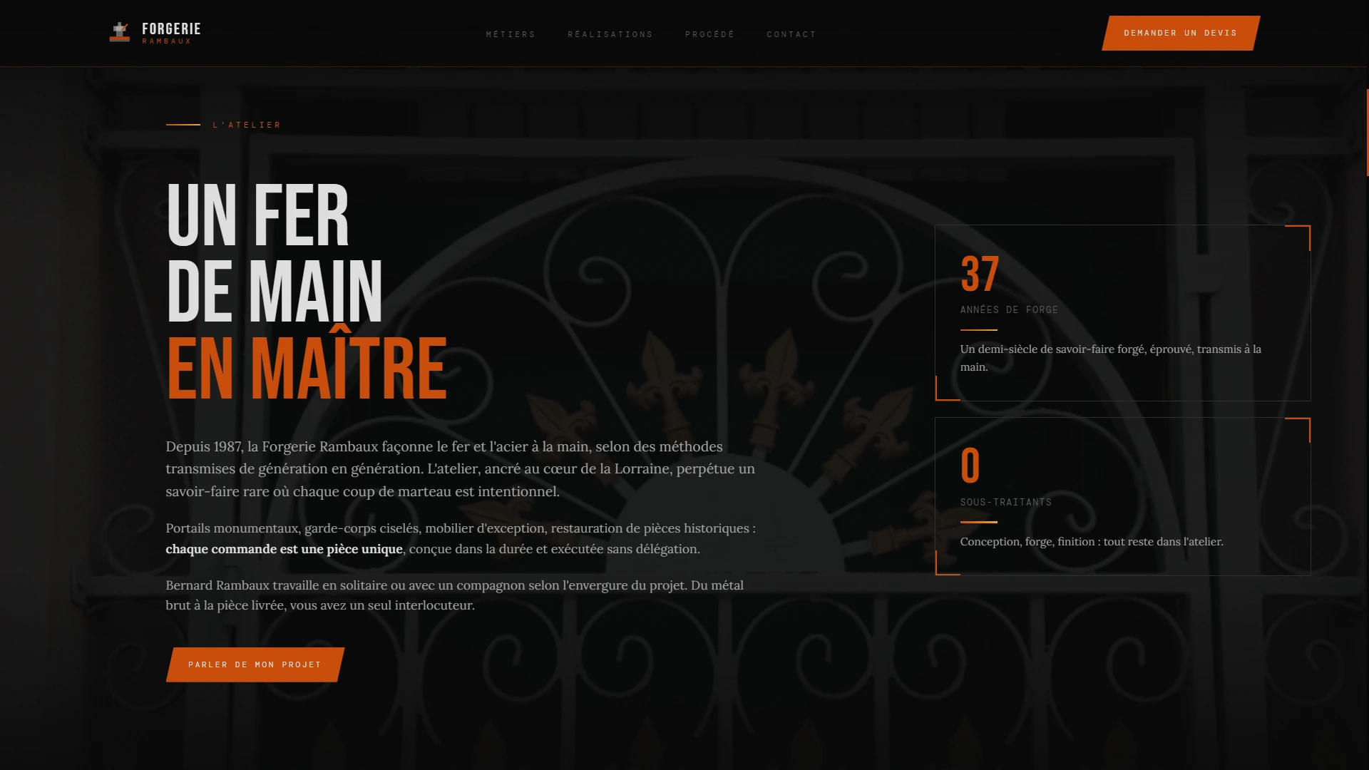 Section Métiers en grille 2x2